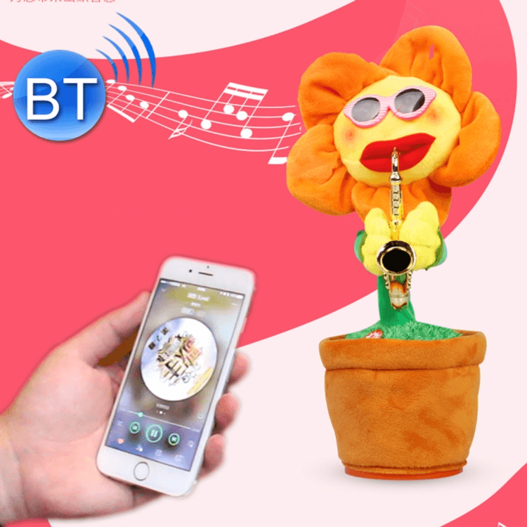 Sunflower Sax Style Bluetooth Plush Musical Toy USB Rechargeable Speaker for Kids and Adults