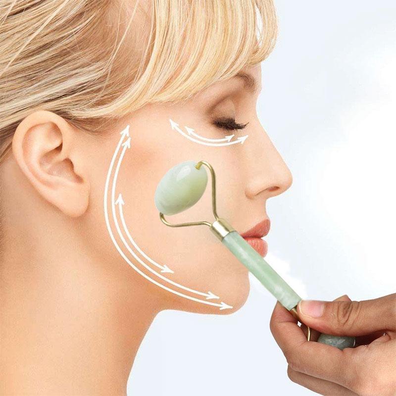 Double Jade Facial Roller Stick for Face Massage and Puffy Eye Care