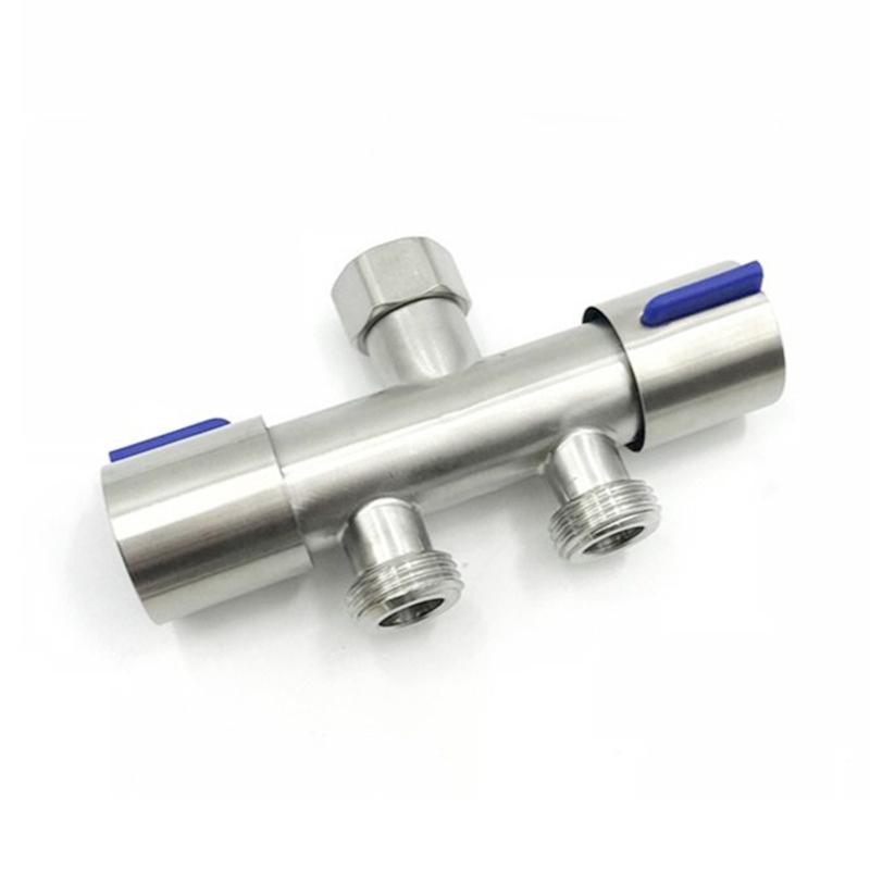 304 Stainless Steel Washing Machine Faucet Splitter Dual Outlet Adapter with Independent Valves