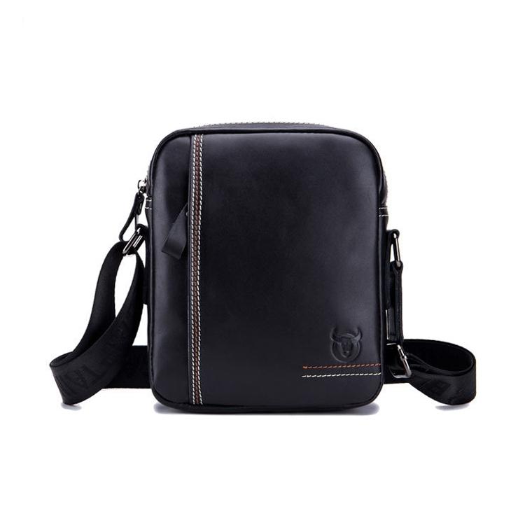 Men Genuine Leather Crossbody Bag Compact First Layer Cowhide Shoulder Travel Pouch