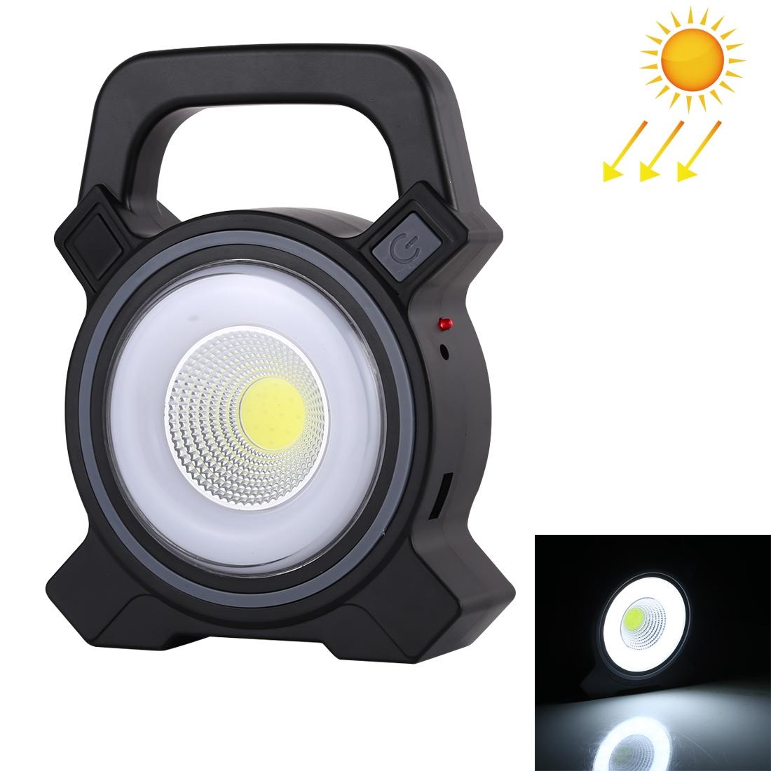 Solar Rechargeable COB LED Work Light Portable Camping Emergency Lamp Power Bank