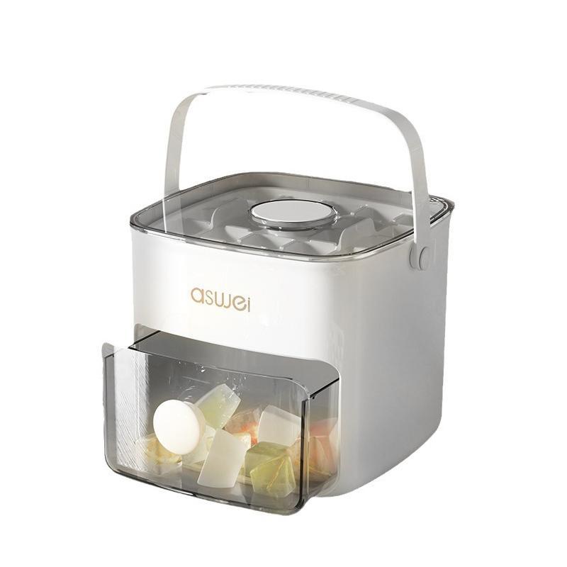 Double Layer Ice Cube Tray with Lid and Bin Easy Push Release Ice Maker