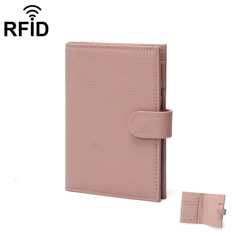 RFID Passport Holder Leather Travel Wallet with Card Slots and Zipper Pocket