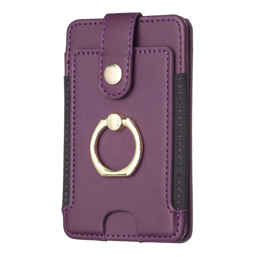 Premium PU Leather Mobile Phone Card Holder with Ring