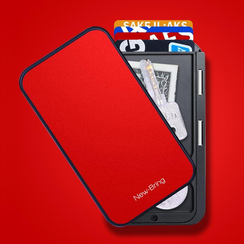 New-Bring RFID Blocking Wallet Waterproof Metal Card Holder with Automatic Pop-Up Access