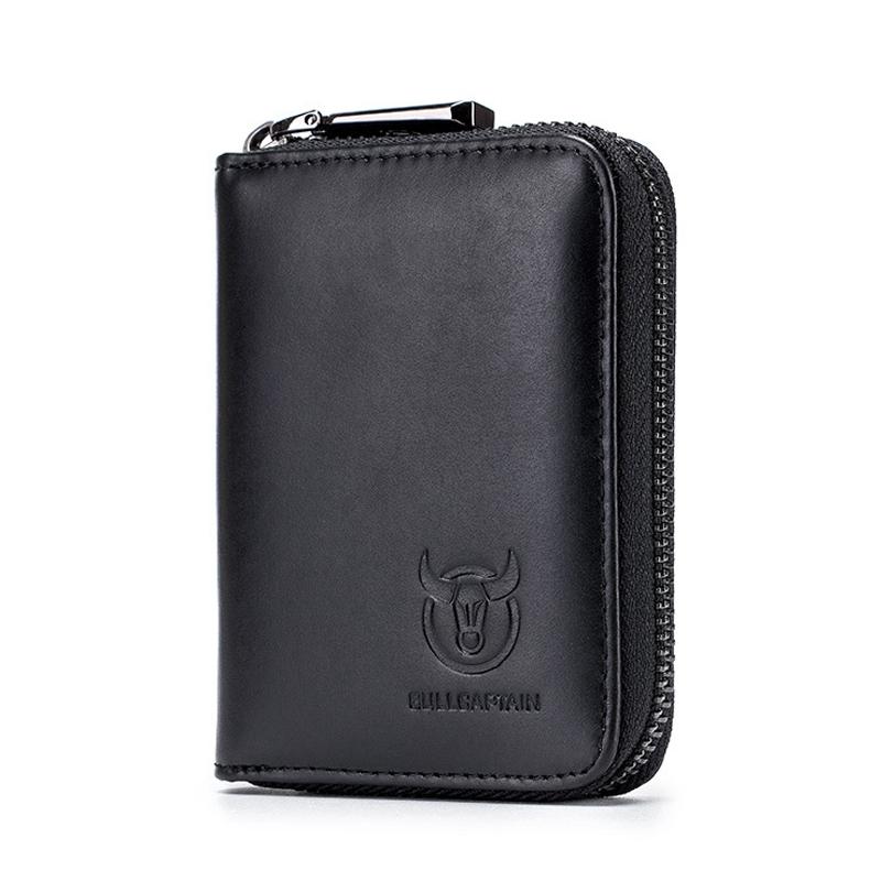 Vintage Cowhide Leather Card Holder Wallet for Men with Driver License Organizer