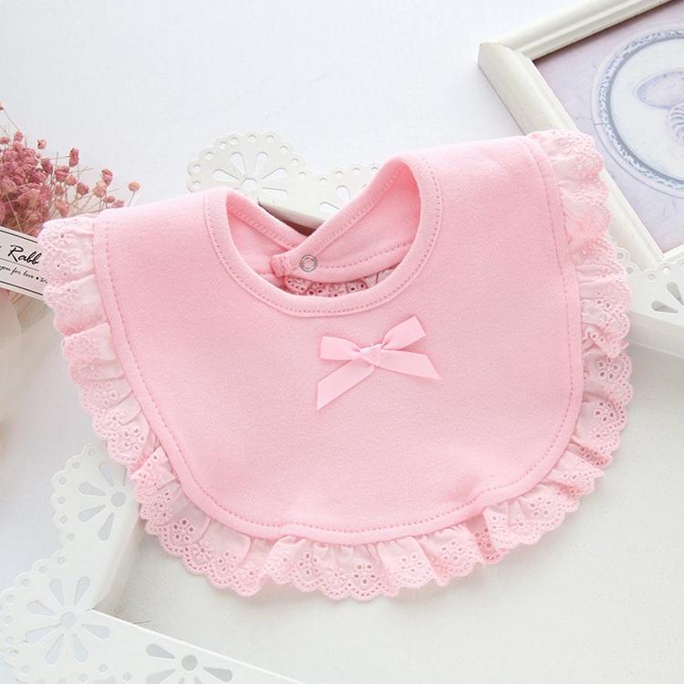 Elegant Baby Bibs with Lace Bow Soft Cotton Drool Scarf for Newborn Girls