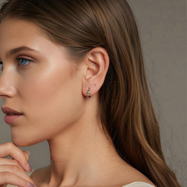 Celestial Starlight Zircon Clip-On Earrings in Sterling Silver & Platinum Finish