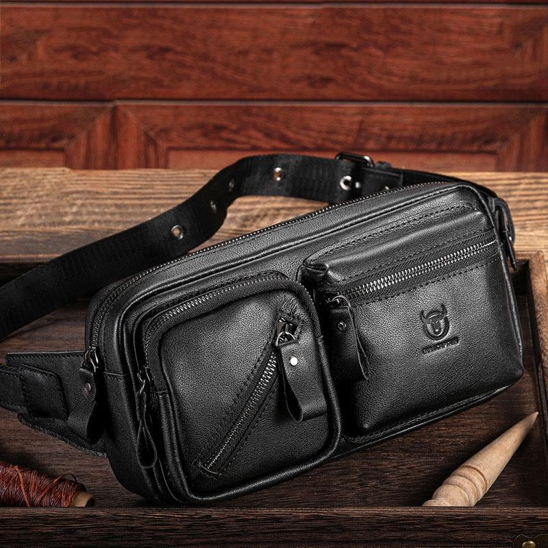 Vintage Leather Crossbody Messenger Bag Large Capacity Genuine Cowhide Shoulder Bag