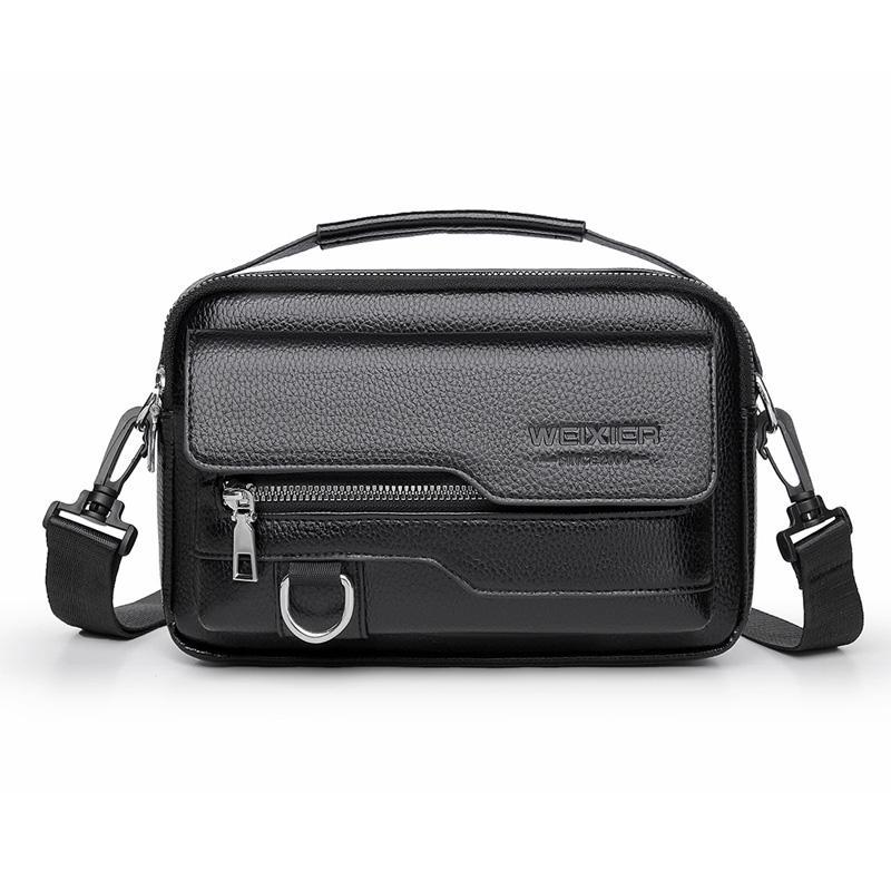 Men Waterproof PU Leather Messenger Bag, Large Capacity Commuting Shoulder Bag