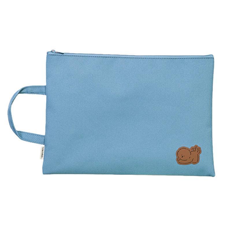 A4 Canvas Document Organizer Bag with Handle Waterproof Zipper File Storage Briefcase Random Color