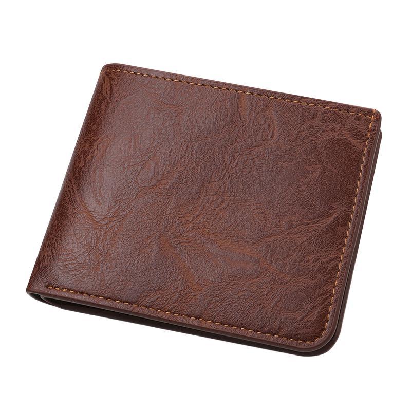 Vintage PU Leather Bifold Wallet for Men with ID Window, Card Holder & Zipper Coin Pocket