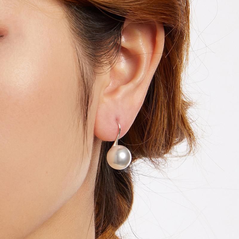 Luna Pearl Sterling Silver Pearl Earrings, Elegant 925 Shell Bead Hook Drop Earrings for Women