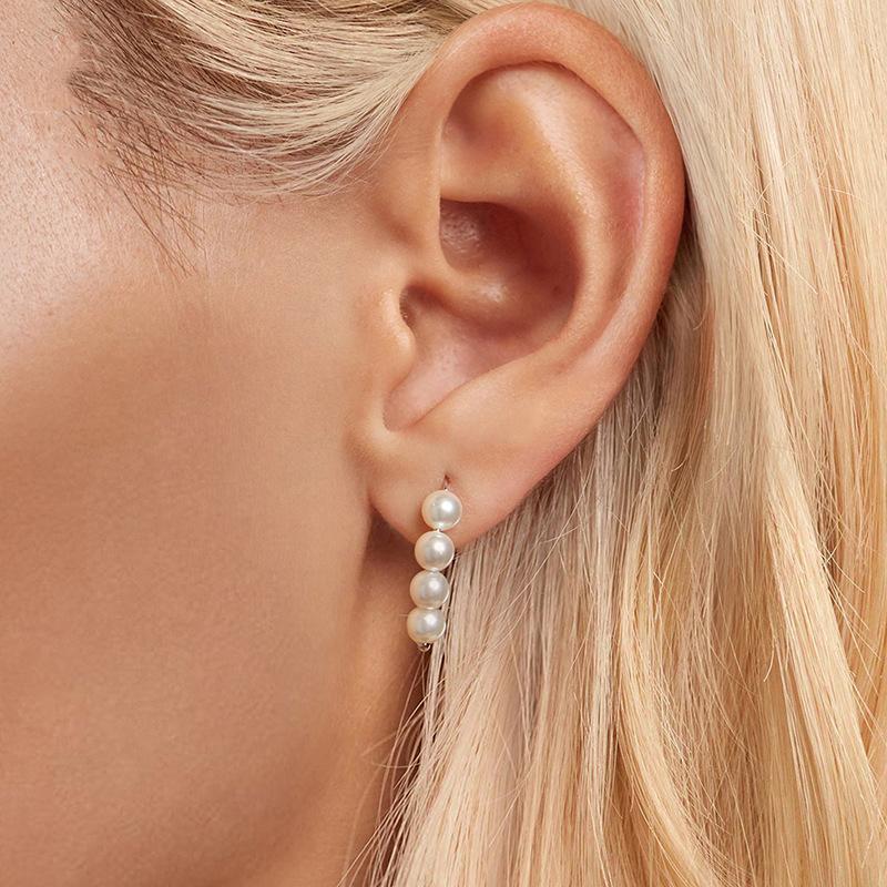 Luna Pearl Shell Bead Earrings in Sterling Silver Elegant Hook Drop Earrings