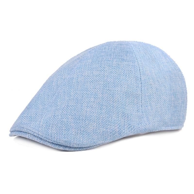 Vintage Cotton Linen Flat Cap for Men, Breathable Summer Newsboy Beret with Sun Protection