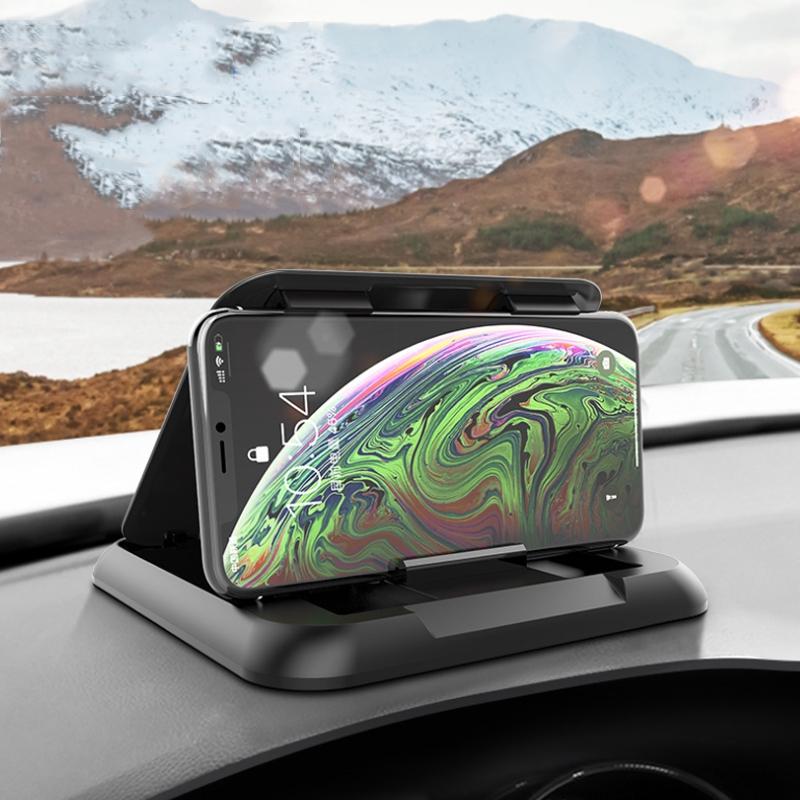 Carbon Fiber Dashboard Car Phone Holder with Adjustable Silicone Grip