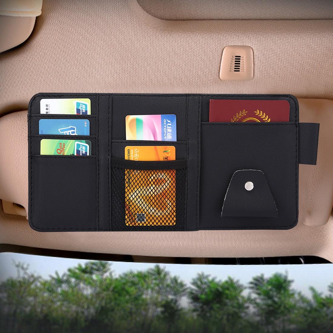 Premium PU Leather Car Sun Visor Organizer & CD Holder with Card Storage