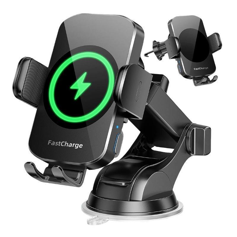 Magnetic 15W Wireless Car Charger Air Vent Phone Mount with Smart Auto Clamp