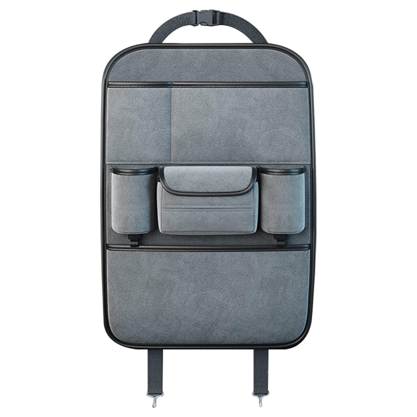 Premium Car Seat Organizer Back Seat Storage Bag with Leather Hanging Pocket