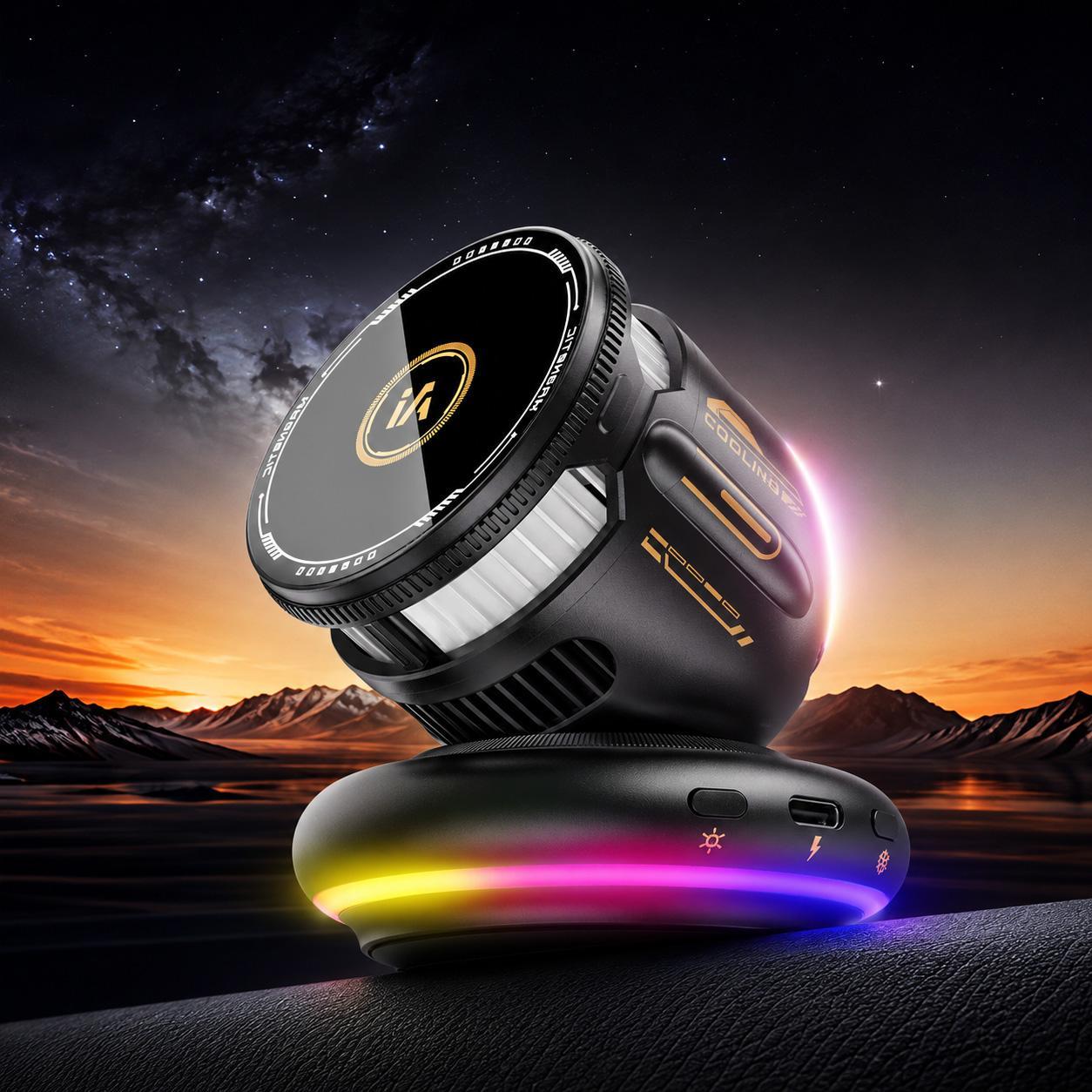 D3 15W MagSafe Car Charger Magnetic Wireless Cooling Phone Mount with RGB Light