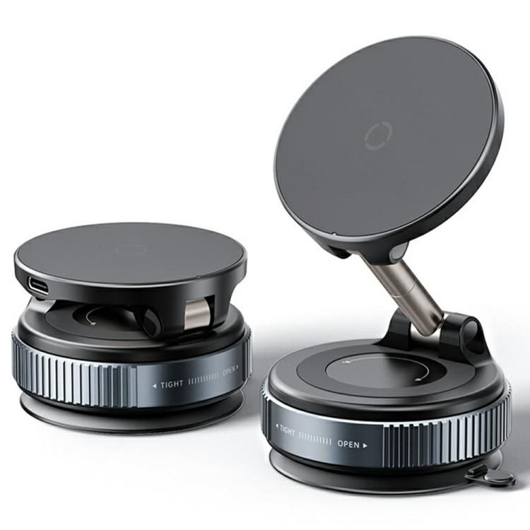 X68W 15W Wireless Car Charger Magnetic Phone Holder with Vacuum Suction Foldable Dashboard Mount
