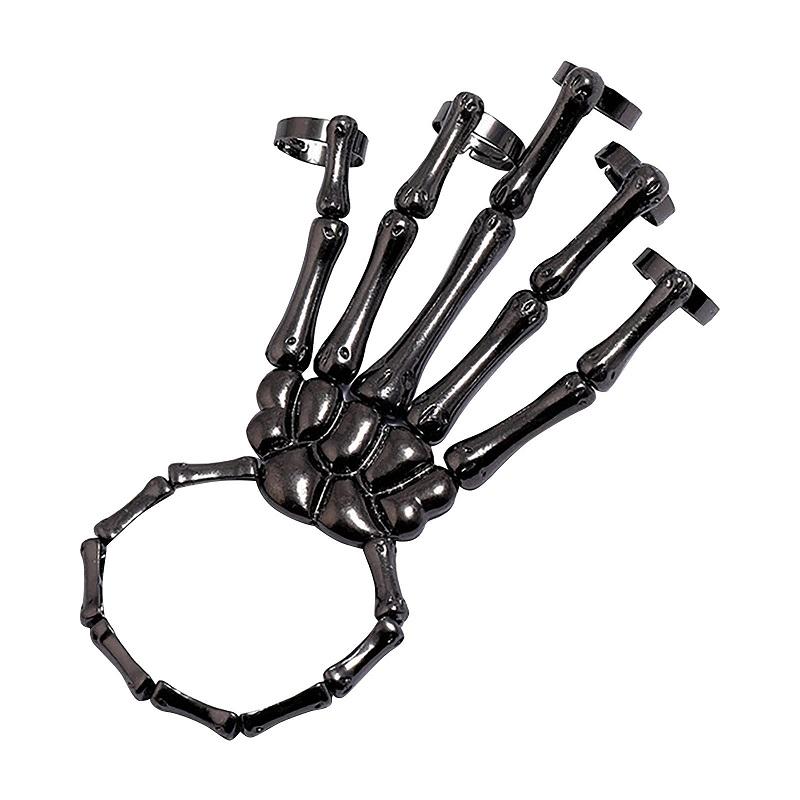 Punk Skull Hand Bone Five Finger Ring Adjustable Skull Ring Gothic Jewelry