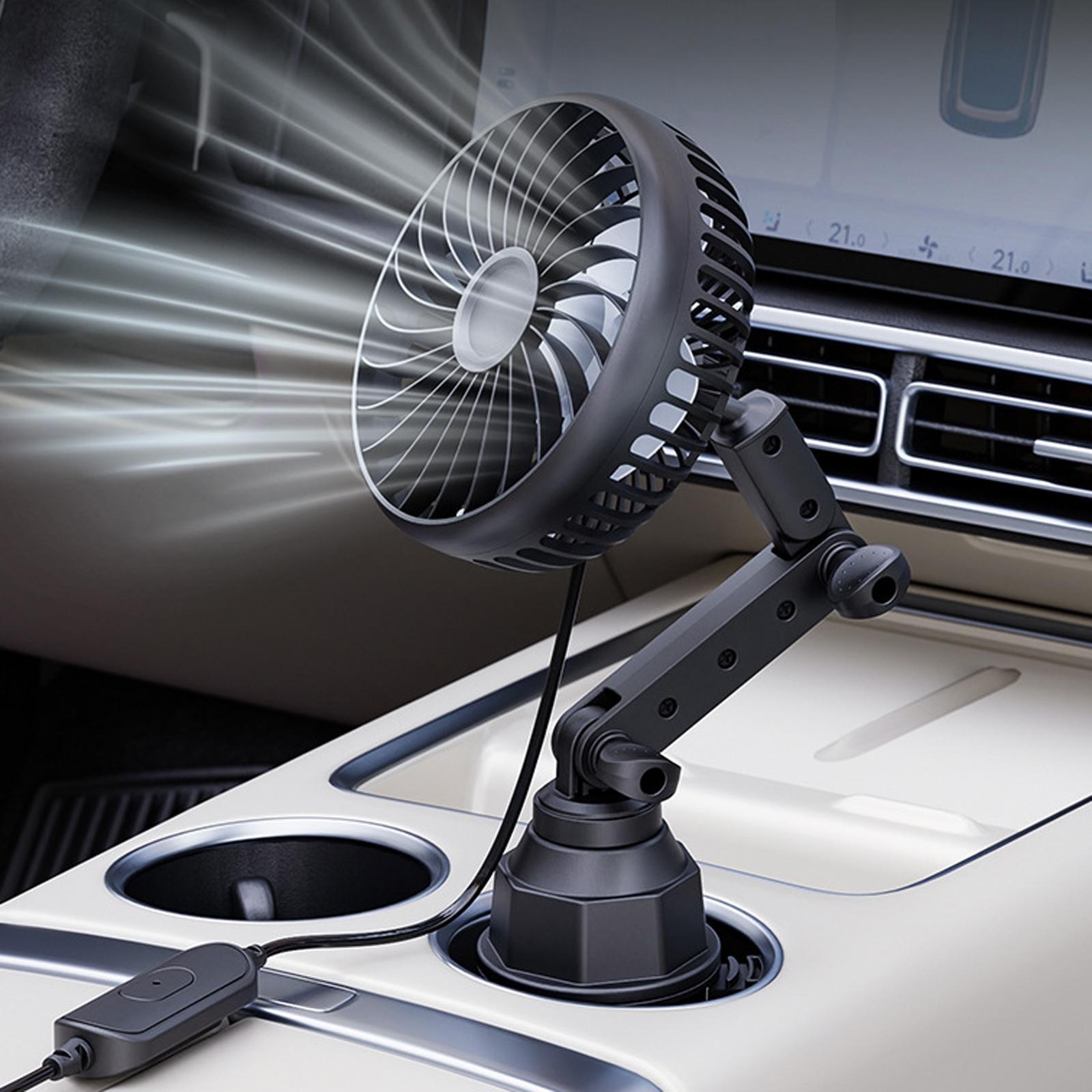 Portable Car Cup Holder Fan USB Car Fan 3 Speed Adjustable Cooling Fan for Cars Trucks and SUVs