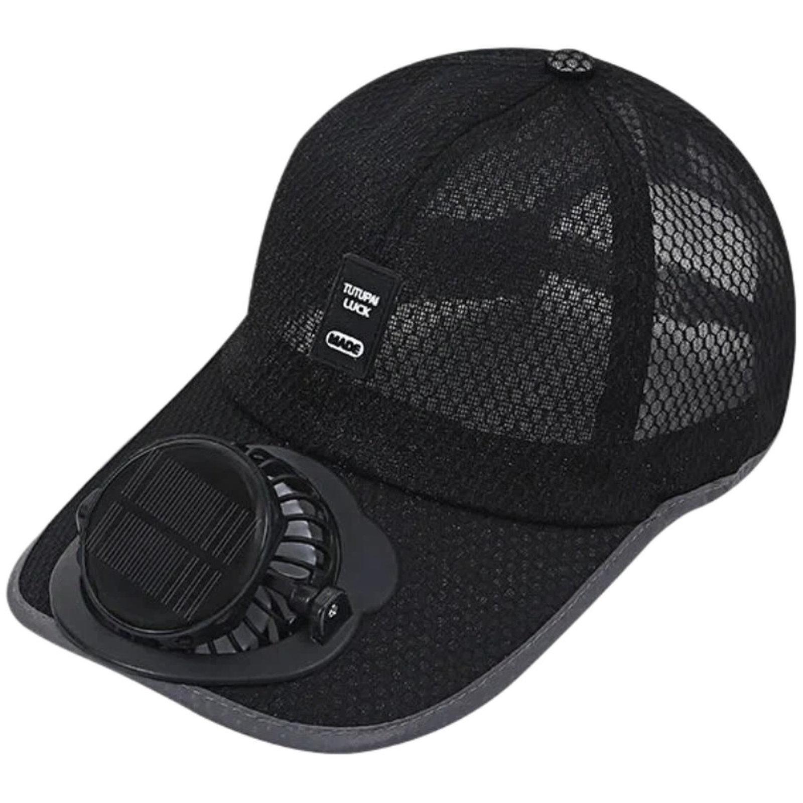 Solar Fan Hat Rechargeable Cooling Hat with 3 Speed Adjustable Breathable Sun Cap