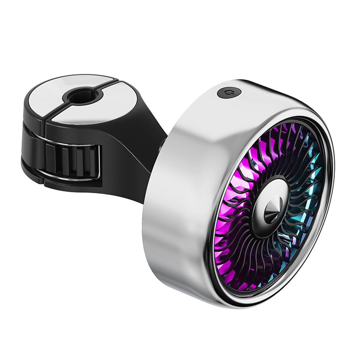 RGB Car Headrest Fan USB Clip On Rear Seat Cooling Fan with 3 Speed Airflow and RGB Lights
