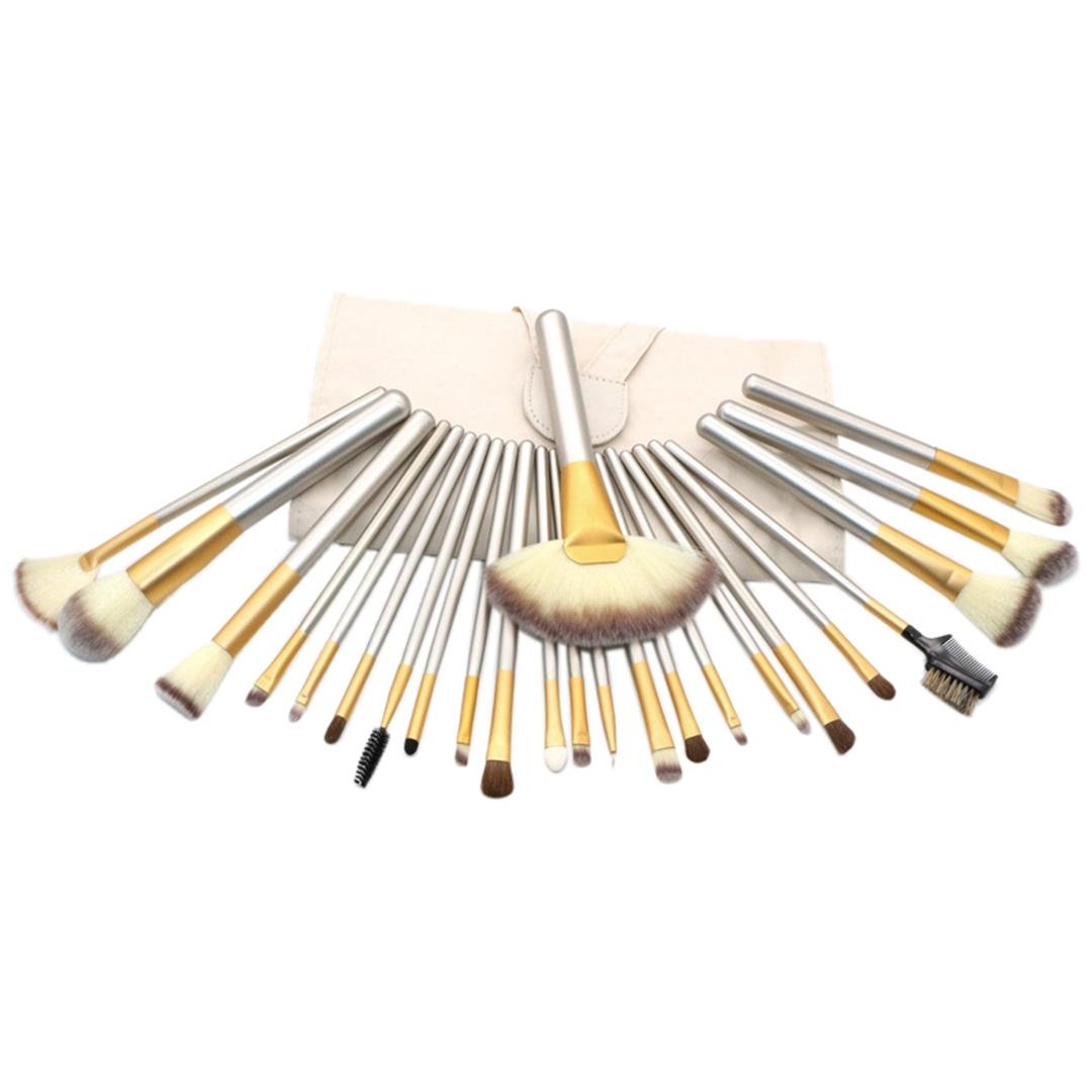 24 in 1 Makeup Brush Set Professional Makeup Brushes Beauty Brush Kit with Portable Beige Case