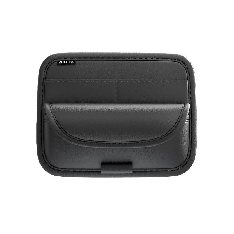 Universal Car Sun Visor Organizer Leather Car Visor Storage with Glasses Holder and Card Pockets
