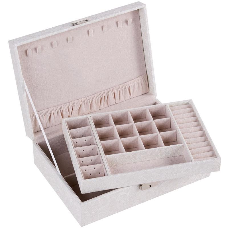Large Jewelry Organizer Box with Lock PU Leather Jewelry Storage Case for Rings Necklaces Watches
