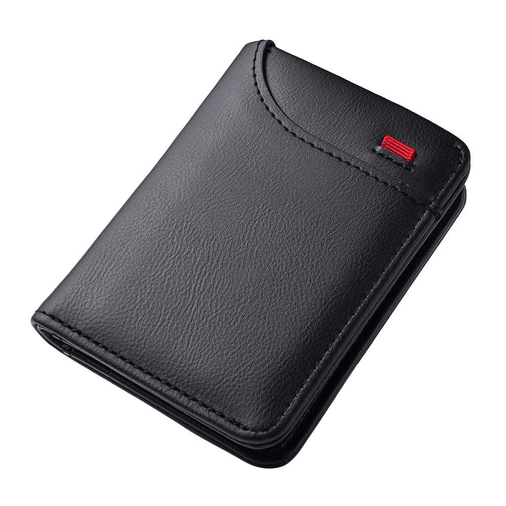 Slim Men's Leather Wallet Vertical Card Holder Wallet with ID Window and Bill Compartment