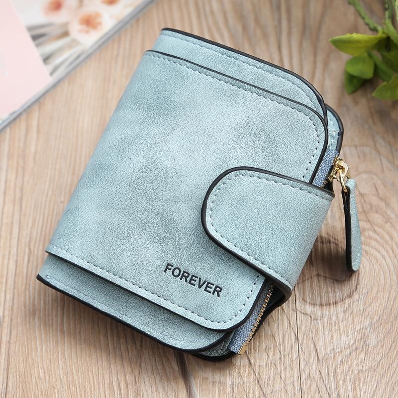 Vintage Leather Wallet for Women Compact Card Holder Wallet with Zipper Coin Pocket