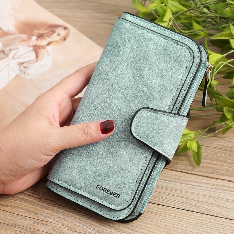 Large Capacity Womens Wallet Frosted PU Leather Clutch with Card Holder and Coin Purse