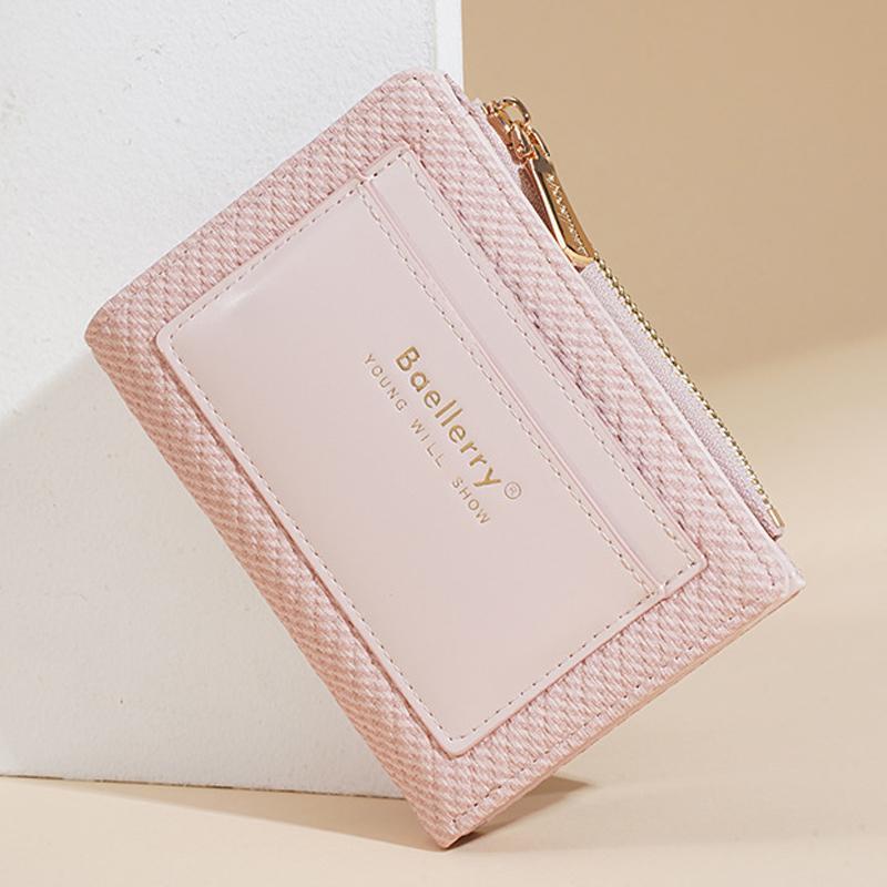 Women's Compact Wallet PU Leather Card Holder Wallet with Zipper Coin Purse and Multi Card Slots