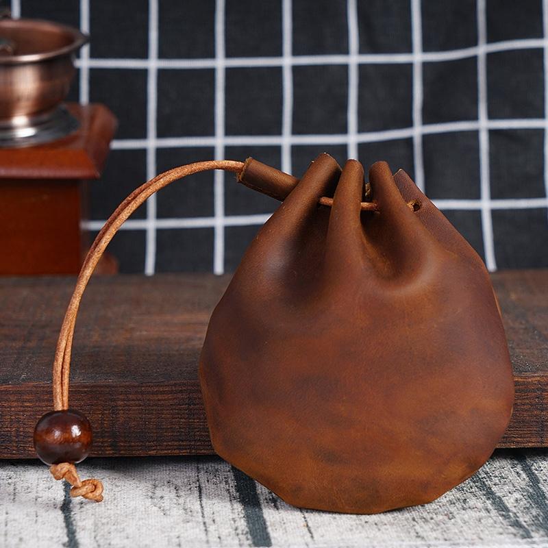 Vintage Leather Coin Purse Genuine Cowhide Mini Wallet Card & Cash Organizer