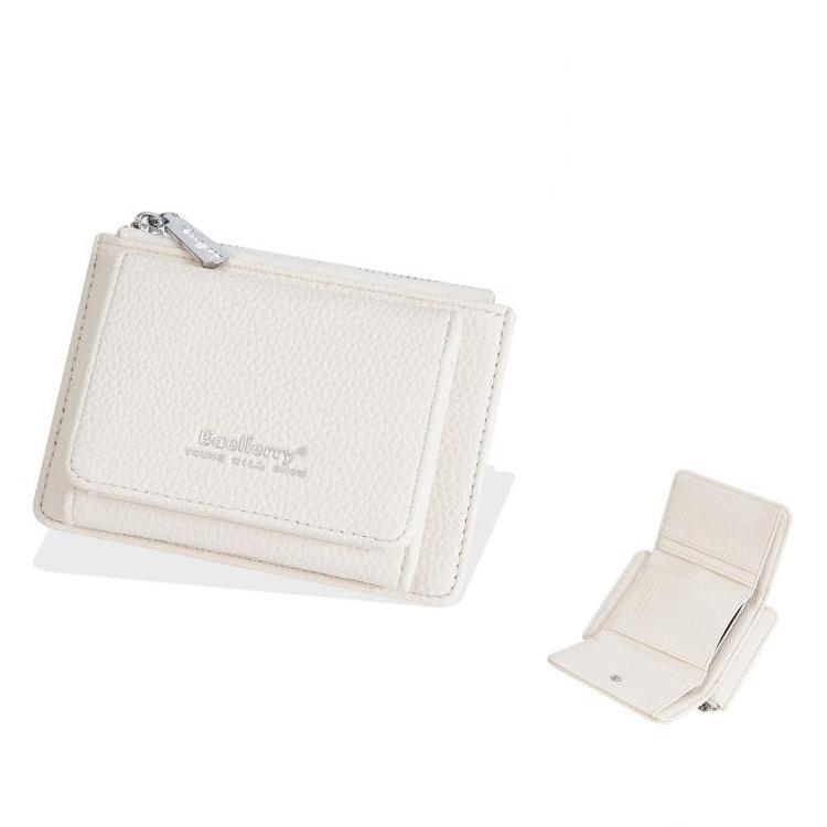 Women's Compact Tri Fold Wallet Slim Pebble Grain Card Holder with Zipper Coin Pocket and ID Window