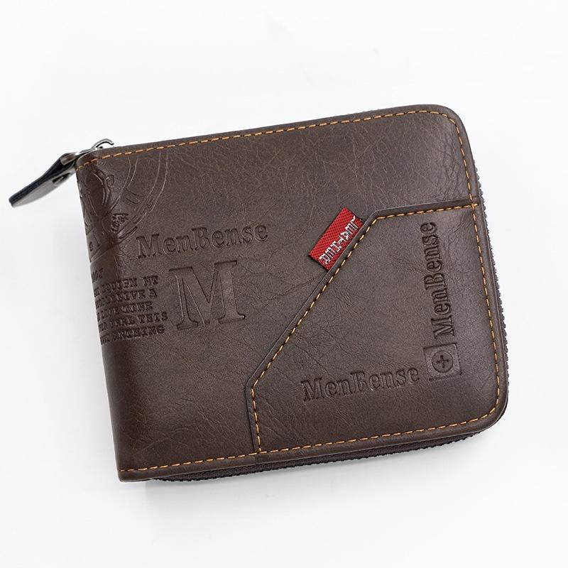 Men's Leather Wallet with Zipper Coin Pocket Multi Card Holder and Money Clip