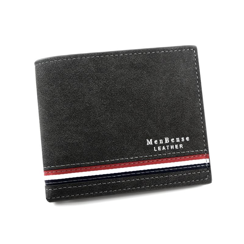 Men's Short Wallet Slim Bifold PU Leather Money Clip Wallet with Zipper Coin Pocket