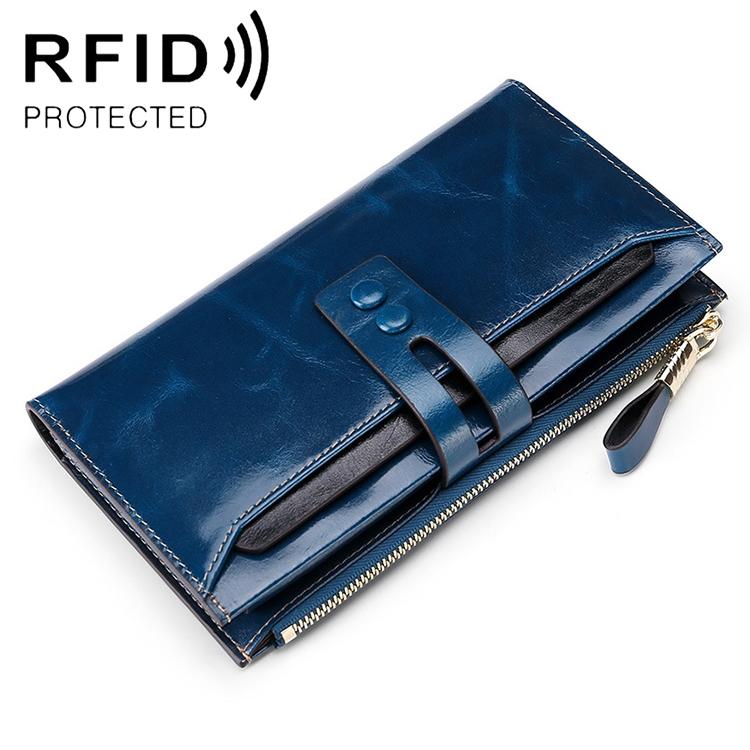 RFID Blocking Women's Leather Wallet Large Capacity Clutch Purse with Detachable Card Holder