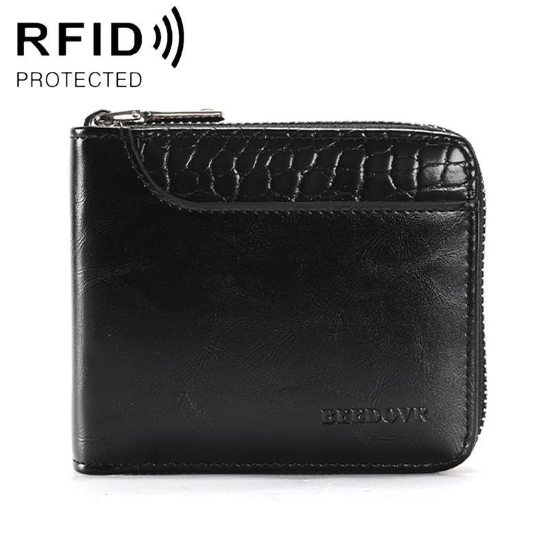 RFID Blocking Wallet for Men Slim PU Leather Bifold Zipper Wallet with Large Capacity