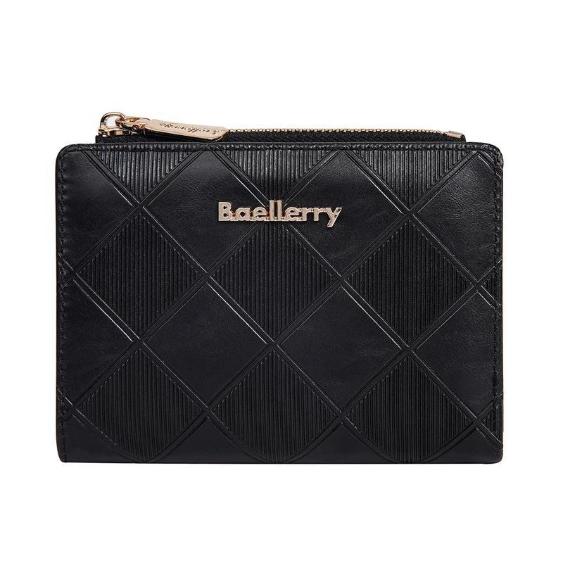 Women's Quilted Wallet Compact Bifold Wallet with Zipper Coin Pocket and Card Holder