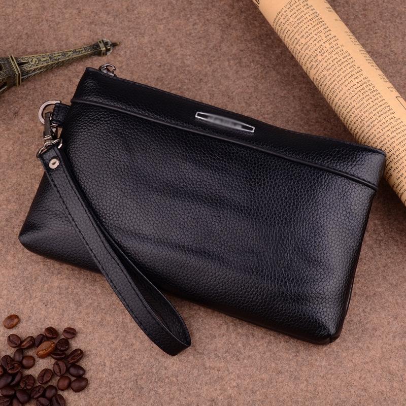 Large Capacity Men's Clutch Wallet PU Leather Zipper Wristlet Organizer