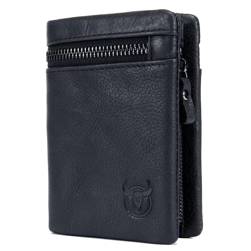 Large Capacity Genuine Leather Wallet RFID Blocking Bifold Card Holder Wallet with Zipper Coin Pocket