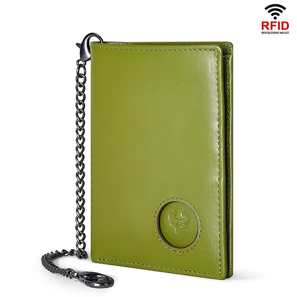 AirTag Wallet RFID Blocking Leather Card Holder with Pull Out Card Access
