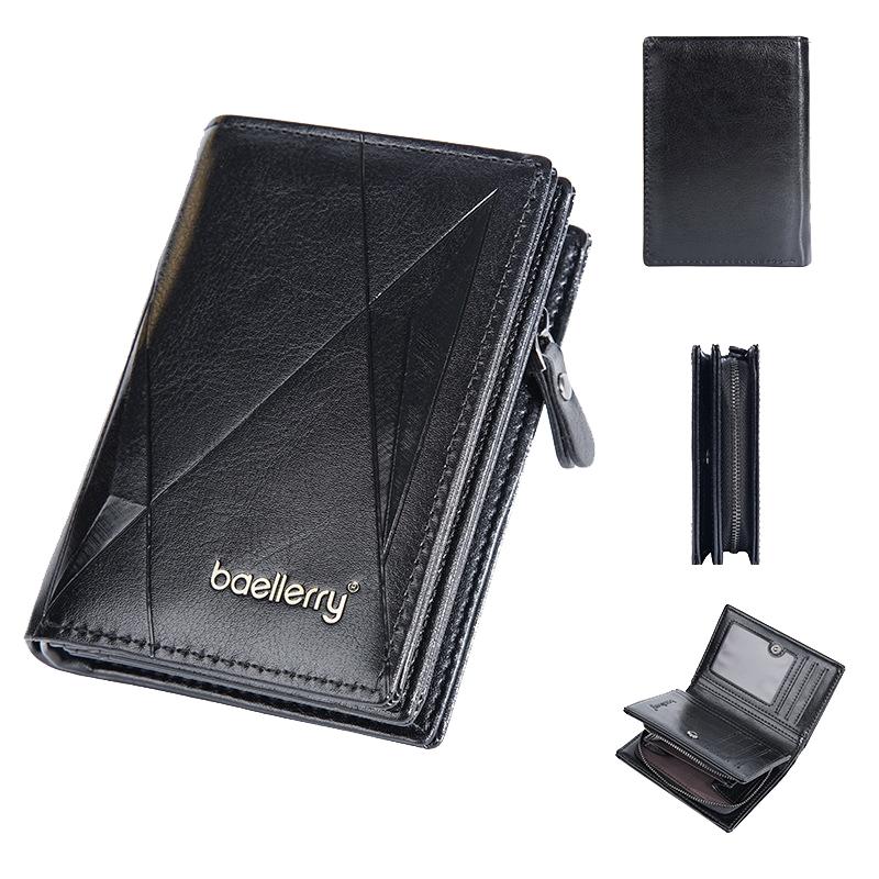Retro Leather Card Holder Short Zipper Wallet with 10 Card Slots Large Capacity PU Wallet