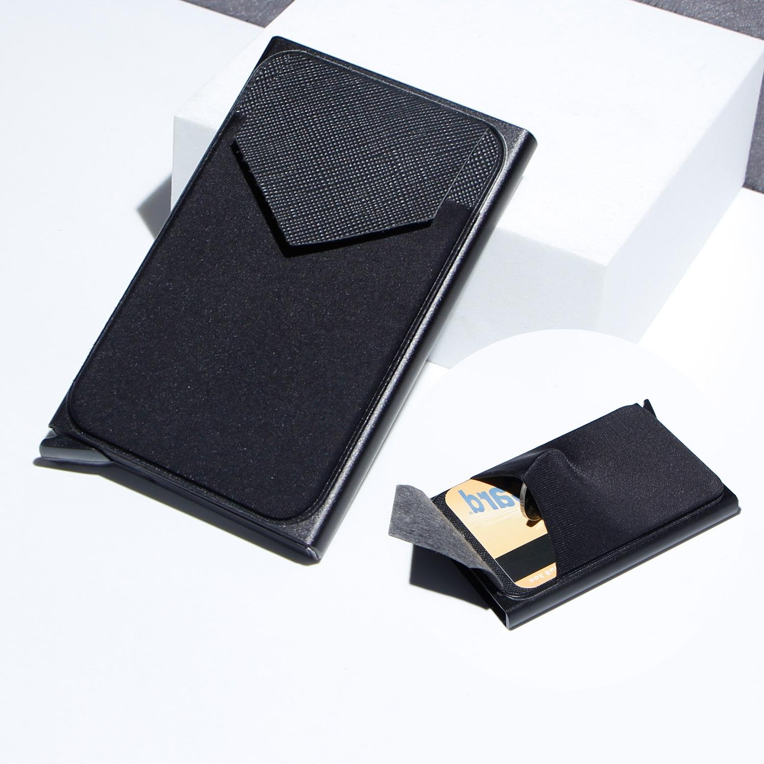 RFID Blocking Pop Up Card Holder Slim Aluminum Wallet with Lycra Cash Pocket