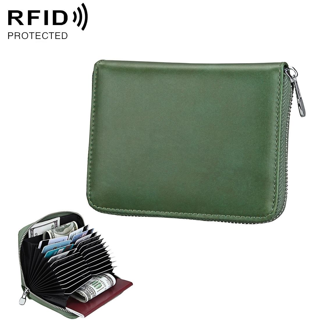 RFID Blocking Genuine Leather Card Holder Wallet with Large Capacity Secure Organizer