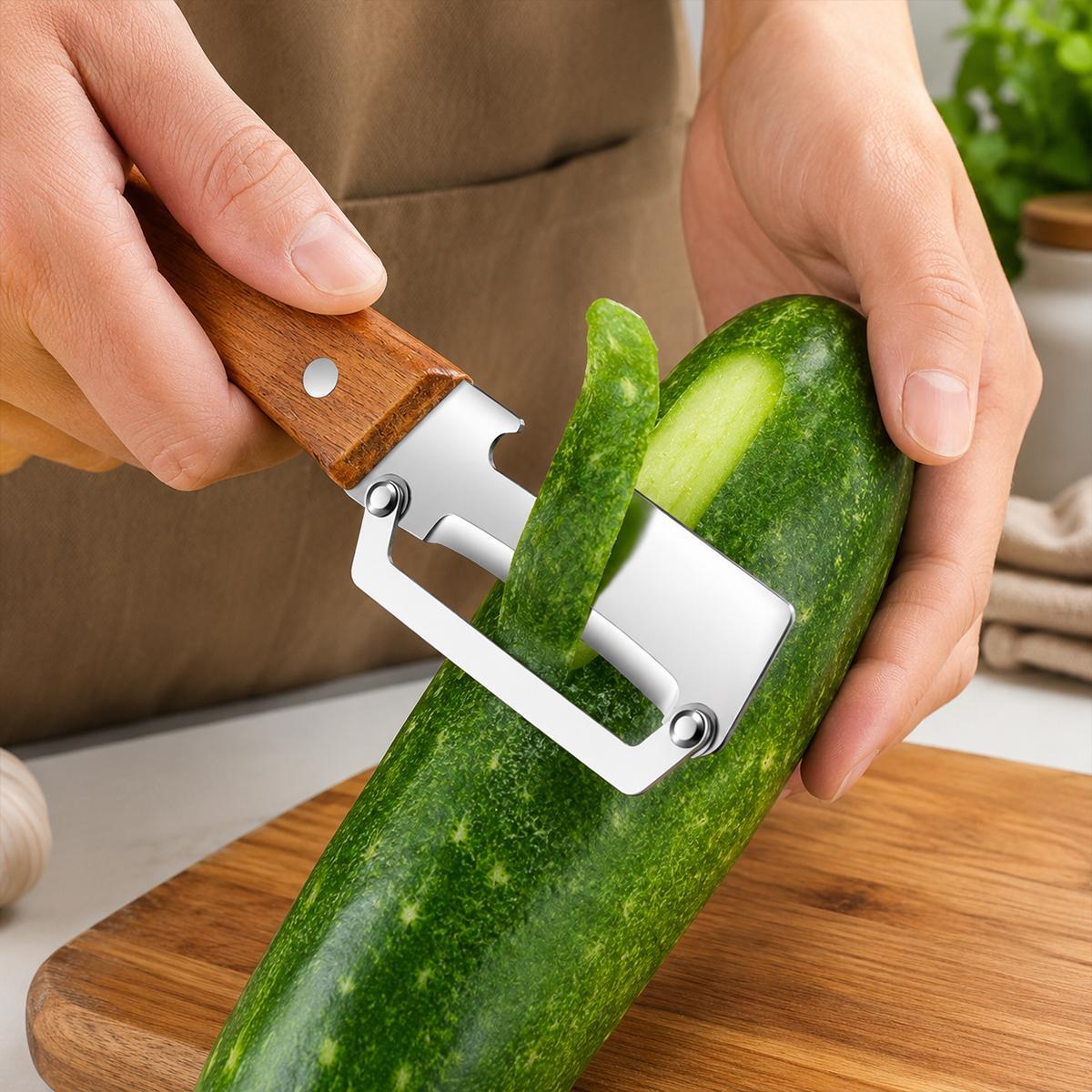 Stainless Steel Peeler with Wooden Handle Multifunctional Fruit Vegetable Peeler